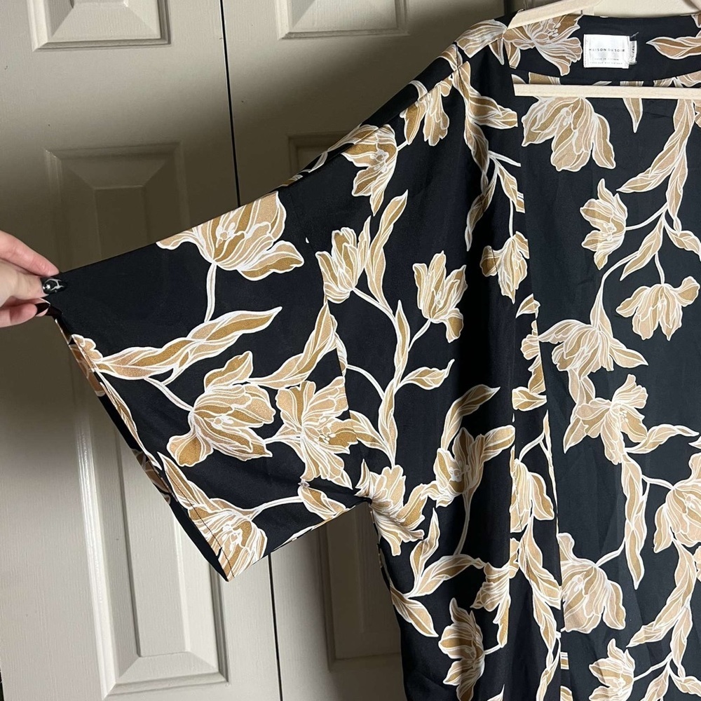 Madison Du Soir Long Black Kimono Size L XL - Picture 4 of 6